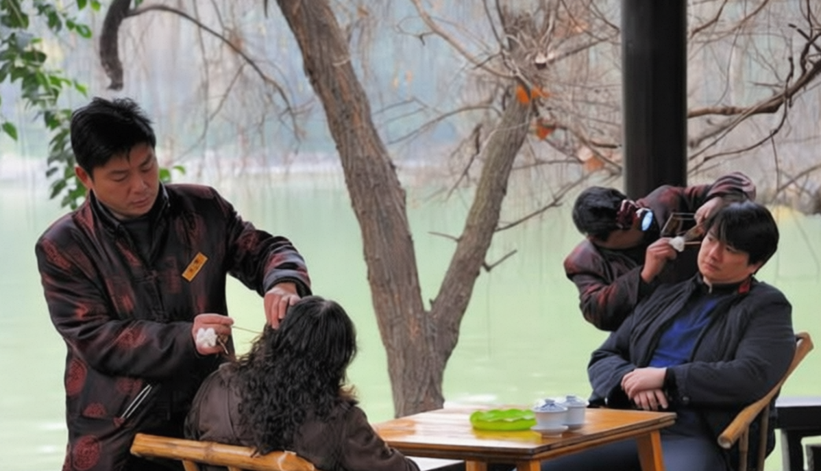 ear cleaning in tea house
